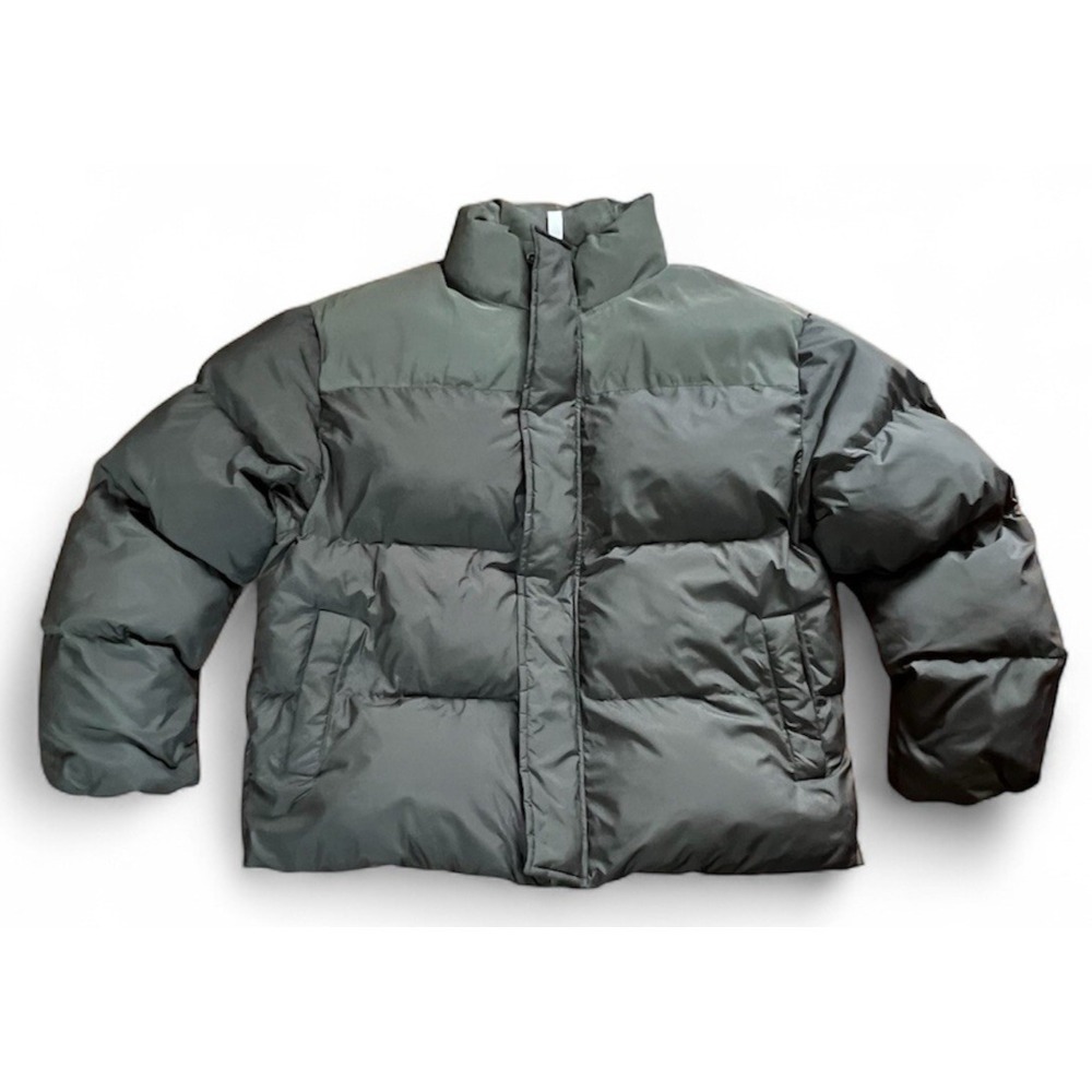 Fabletics 2 Tone Black / Gray Quilted Winter Puffer Jacket Men's Medium